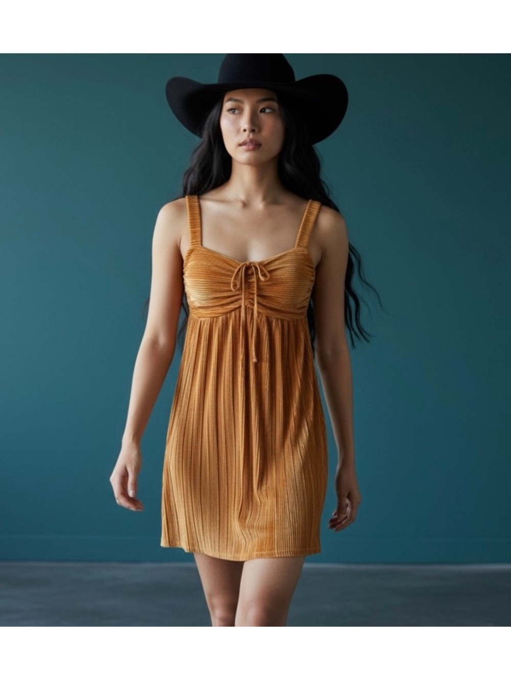 Kirious Copper Pleated Dress in size S